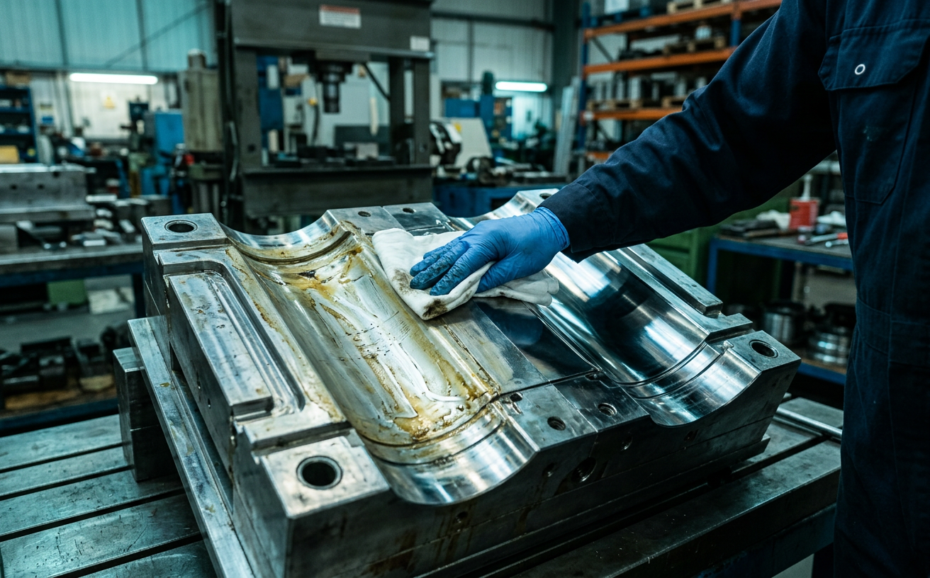 Mould cleaning products used to remove release agent build-up from PU moulds
